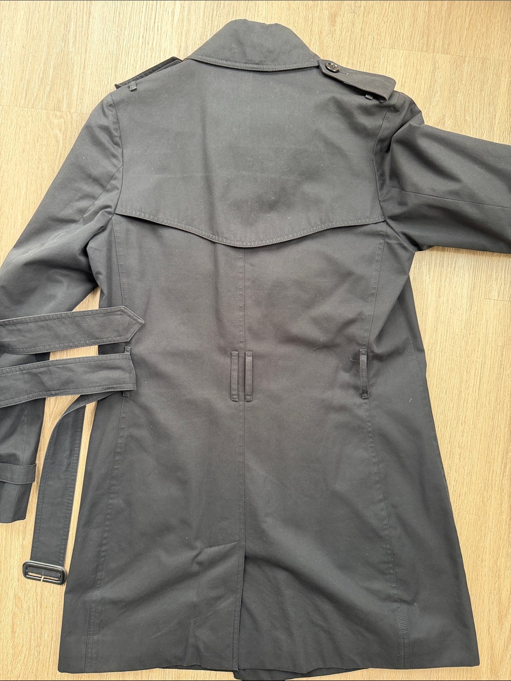 Burberry London Made in England Black Trench Coat Belt US 8 UK 10 - Picture 5 of 12